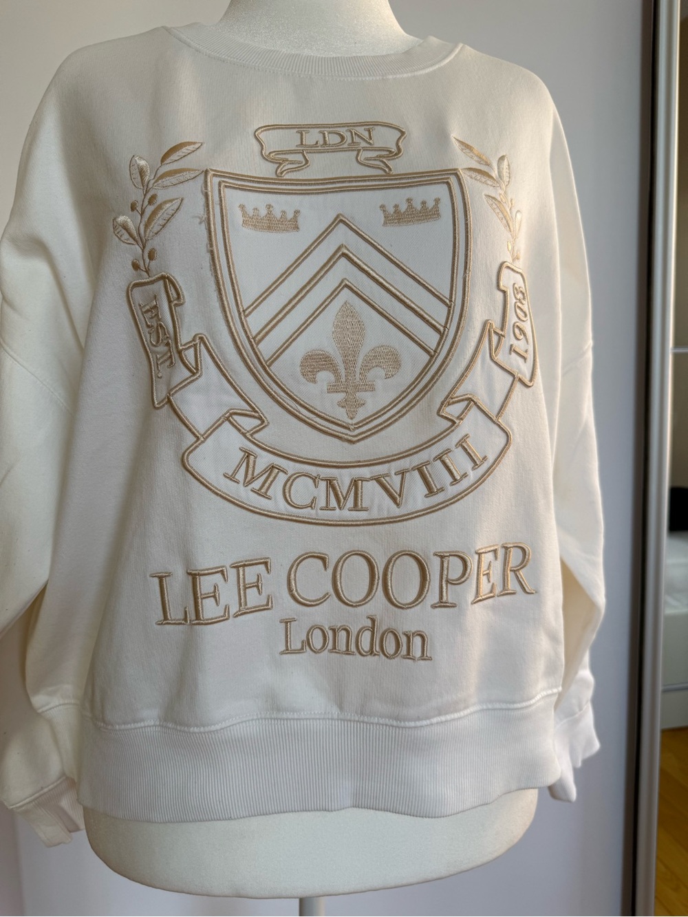 Lee Cooper Women's Cream Embroidered Logo Sweatshirt Jacket
